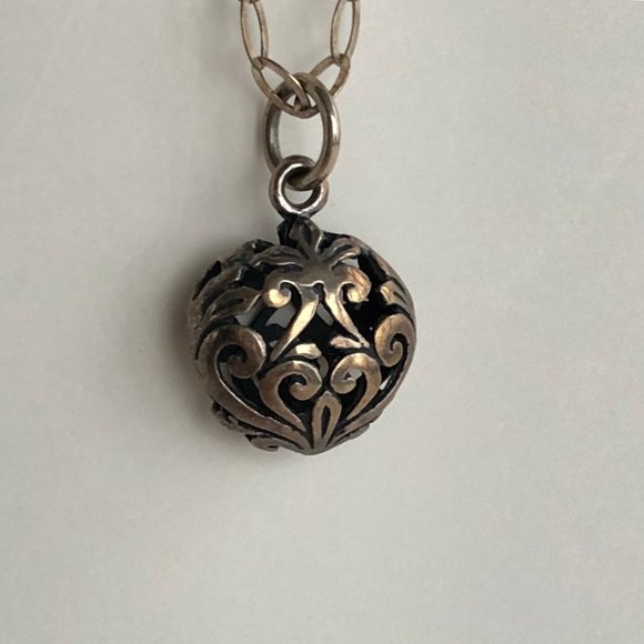 Sterling Silver Necklace with Ornate Pendant 925 - Picture 10 of 12